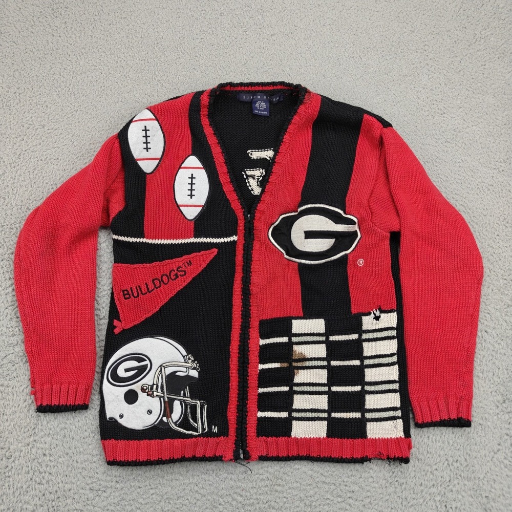 Vintage Georgia Bulldogs Sweater Womens Small Red Black NCAA Football Birch Bros